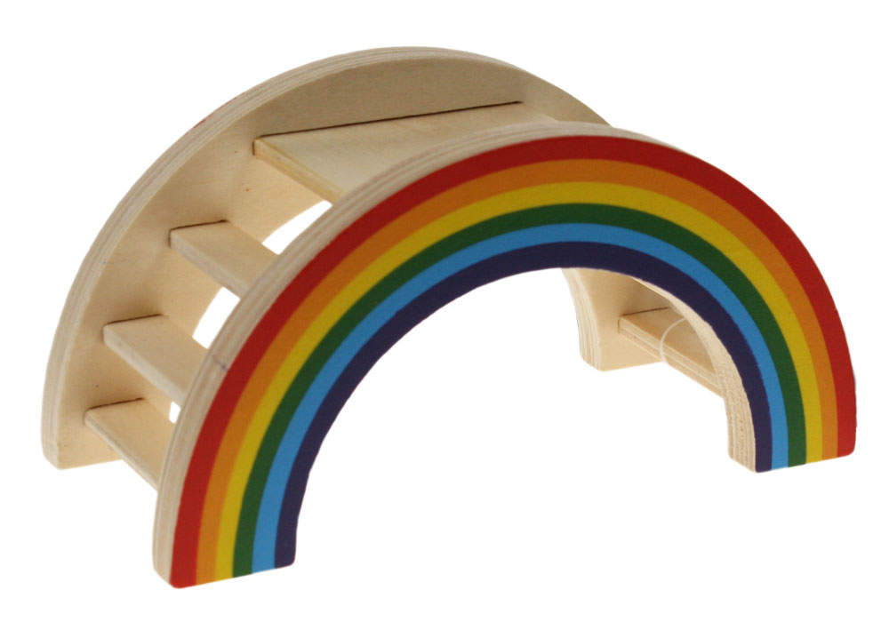 The rainbow play bridge has steps and a platform for hamsters.