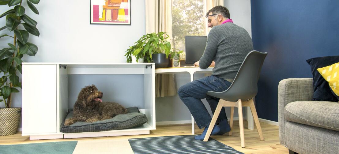 Add your favourite dog bed to the Omlet Fido Nook to create a super comfortable dog house