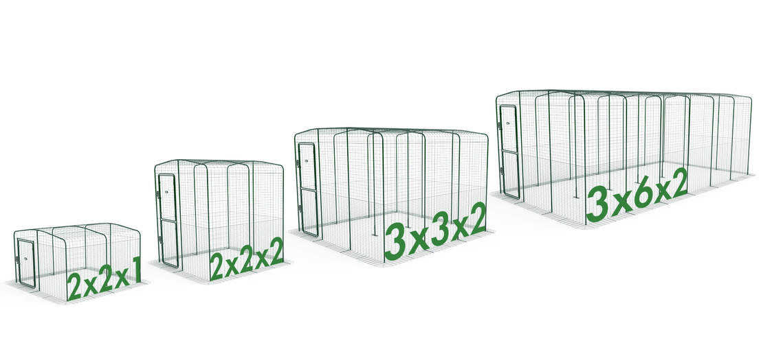 Image of dimensions of all different catio run sizes