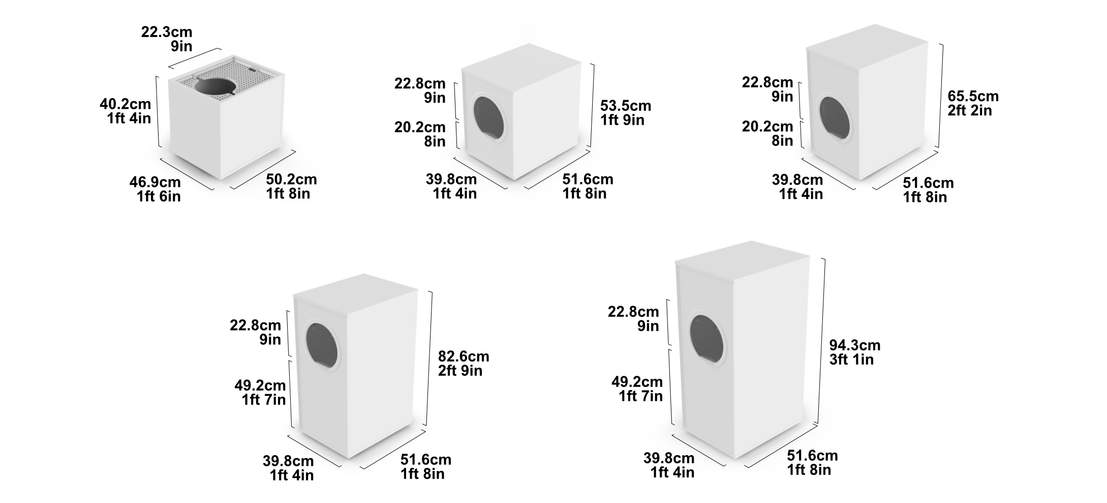 Dimensiones de los muebles de la caja de arena para gatos Maya por Omlet