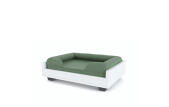 Un lit à traversin en mousse à mémoire de forme verte sur un canapé Fido, taille 24