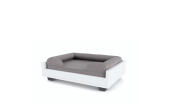 Un lit à traversin en mousse à mémoire de forme gris sur un canapé Fido, taille 24