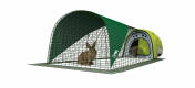 The green Eglu Classic plastic rabbit hutch with run and cover