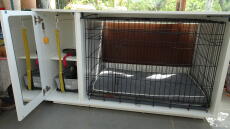 Dog crate with wardrobe