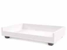 a white medium sized 36 sofa dog bed frame