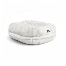 Omlet Lux ury super soft donut cat bed in Snowball white colour