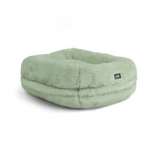 Omlet Lux ury super soft donut cat bed in mint gren colour