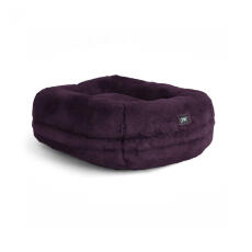 Omlet luxury super soft donut cat bed in fig purple colour