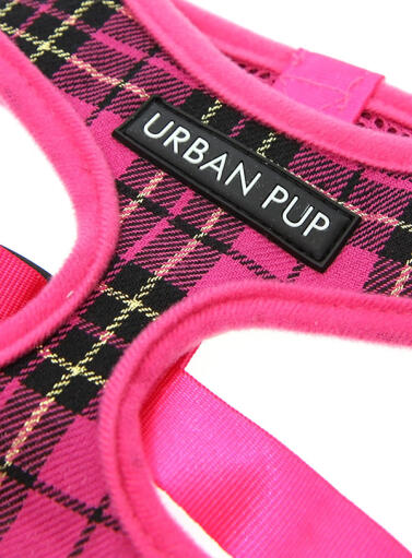 Urban Pup Pink tartan Harness & Lead Set