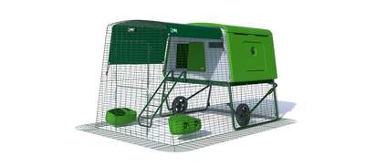 Eglu Cube Mk2 med 2 meter hønsegård og hjul - bladgrønn