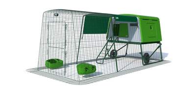 Eglu Cube Mk2 med 3m gård og hjul - Grøn