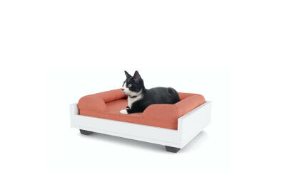 Maya Cat Sofa Frame Small with Bolster Cat Bed Peach