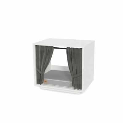 Maya Nook 24 Indoor Cat House with Bed and Curtains - White
