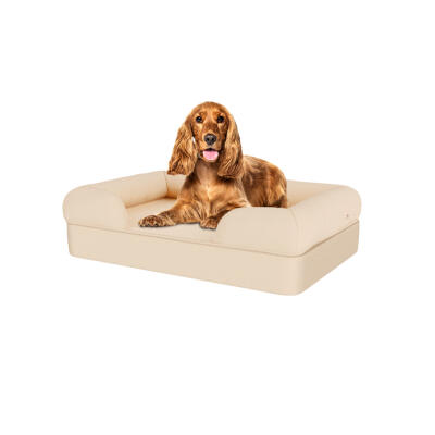 Memory Foam Bolster Dog Bed - Medium - Natural Beige