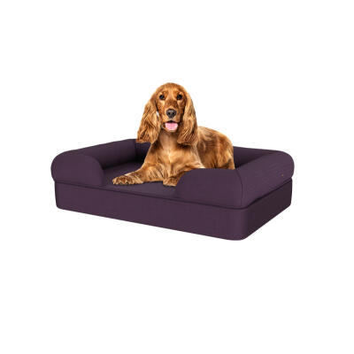 Memory Foam Bolster Dog Bed - Medium - Plum Purple