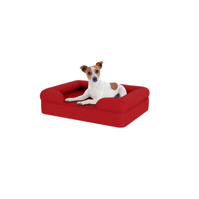 Memory Foam Bolster Dog Bed - Small - Merlot Red