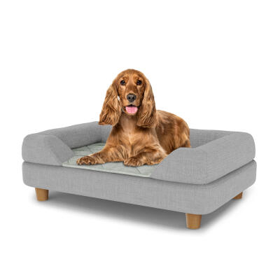 Topology Dog Bed with Bolster Topper and Round Wooden Feet  - Medium