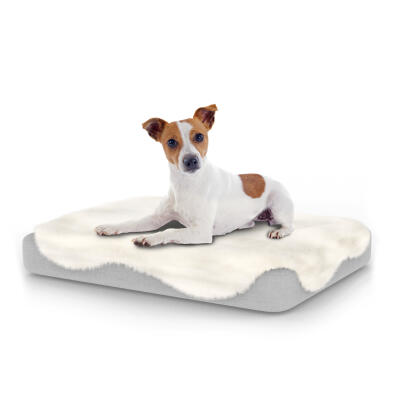 Lujosa cama para perro fácil de limpiar con funda de piel sintética de oveja - Pequeña