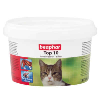 Beaphar top 10 multivitamin til katte - 180 tabletter