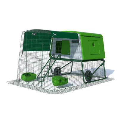 Eglu Cube Mk2 med 2 meter hønsegård og hjul - bladgrønn