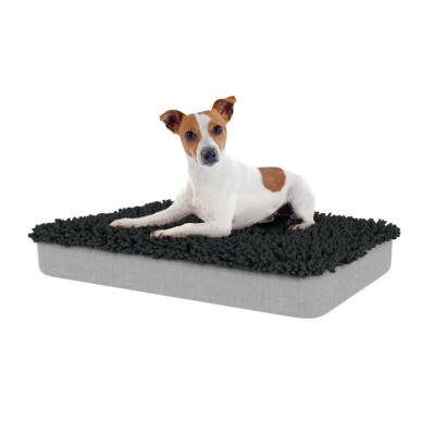Topology Dog Bed with Microfibre Topper - Charcoal Grey - Small