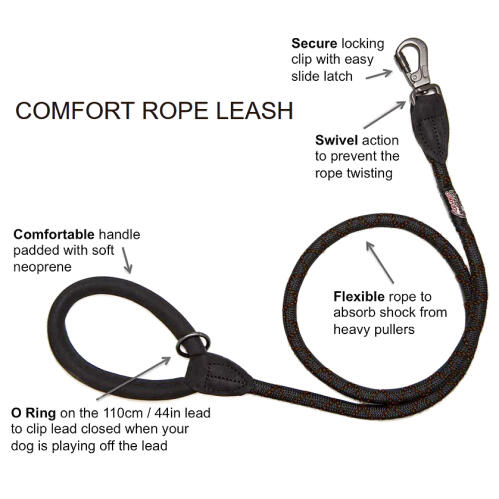 Long Paws Comfort Rope Dog Leash Features 110cm