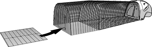 Un diagrama de la colocación del panel del suelo en una extensión de Eglu Cube 