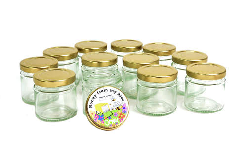 Honey jars and labels pack of 12