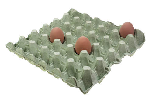 Groen eierbakje met drie eieren
