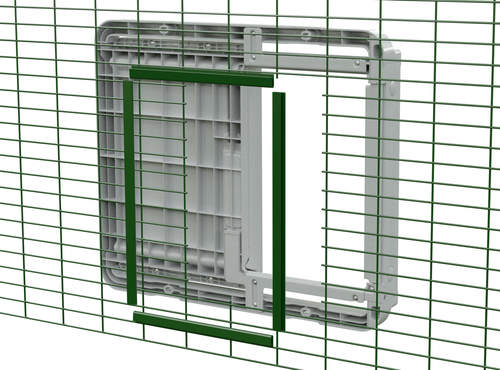 an autodoor being fitted on animal run mesh