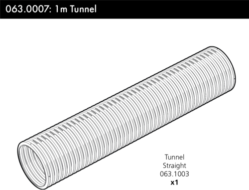 Een diagram van een rechte tunnel van 1 m