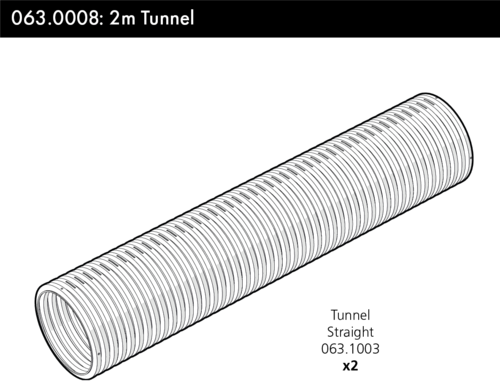 Een schema van een rechte tunnel van 2 m