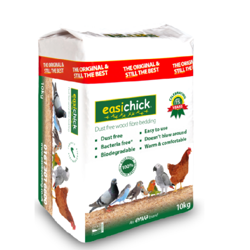 A bag of the recycled and dust free wood fibre bedding for chicken coops