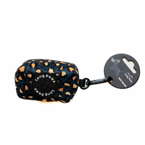 Long paws funk the dog poo bag pouch | leopard green &amp; Gold