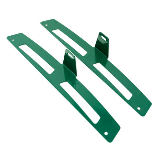 A pair of security brackets for the Omlet Eglu Go chicken coop.