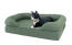 Omlet lit à mémoire de forme pour chats en vert sauge avec chat couché dessus