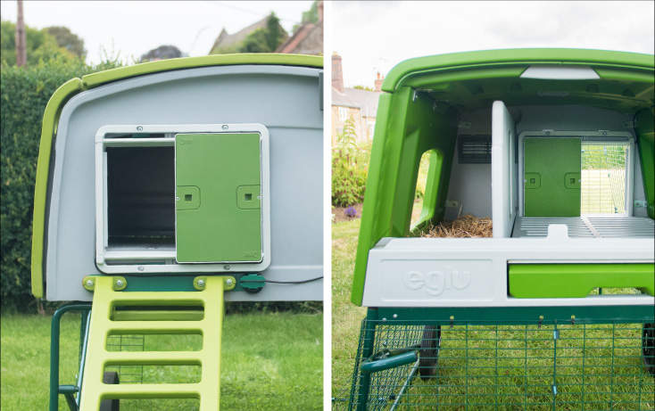 A eglu cube with an autodoor fitted on to it
