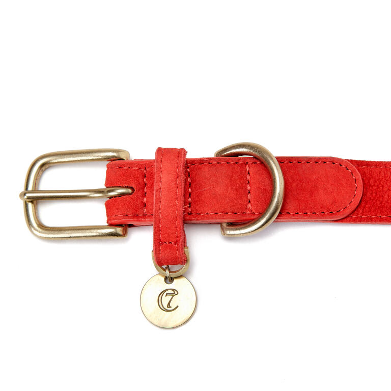 Cloud7 Leather Luxury Dog Collar Cherry Red