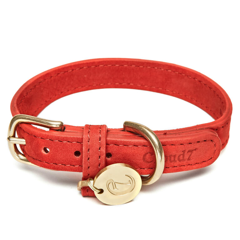 Cloud7 Leather Dog Collar Cherry Red Luxury