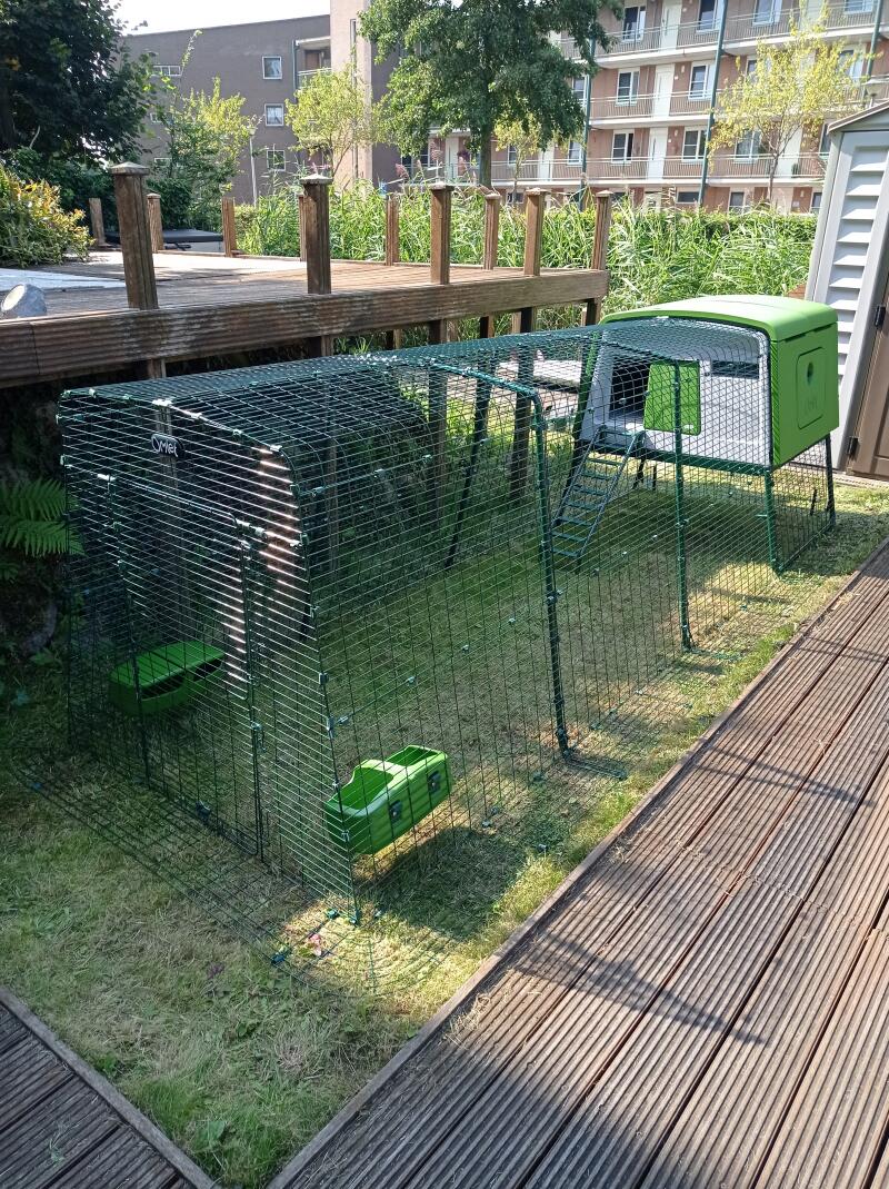 A chicken coop attached to a 3 meter long run