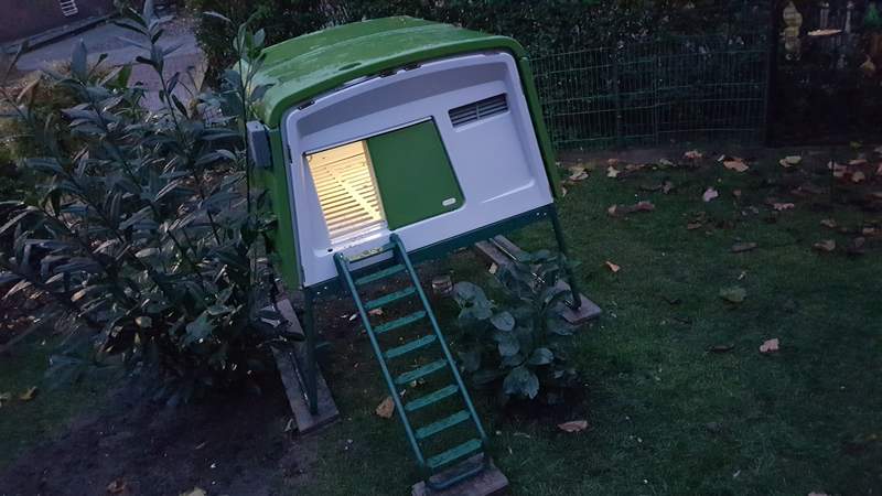 Omlet Green Eglu Cube Large Chicken Coop with Coop Light On