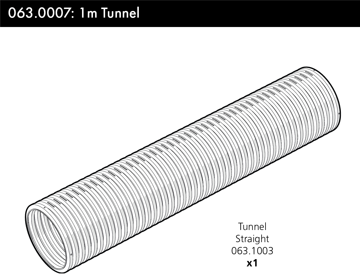 Un diagrama de un túnel recto de 1m