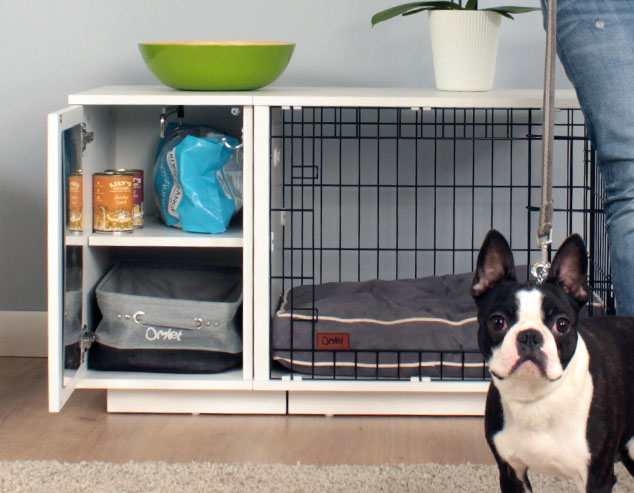 The handy wardrobe keeps all of your dogs things tidy and accessible