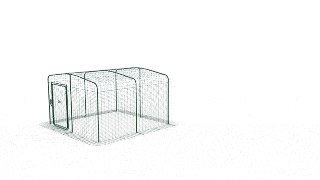 De forskjellige dimensjonene av Walk-in hønsegården, presentert i en GIF.