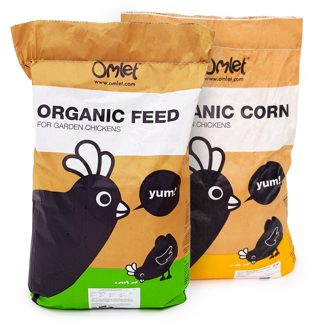 Omlet organic free range chicken feed and organic corn