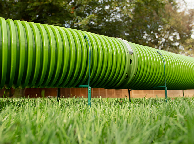 Guinea pig tunnel system raised from the lawn using the Zippi support hoops